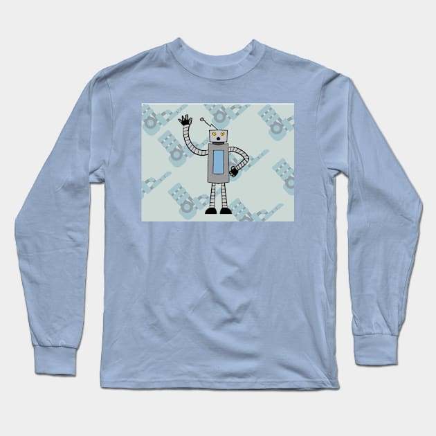 October Waving Robot Long Sleeve T-Shirt by Soundtrack Alley